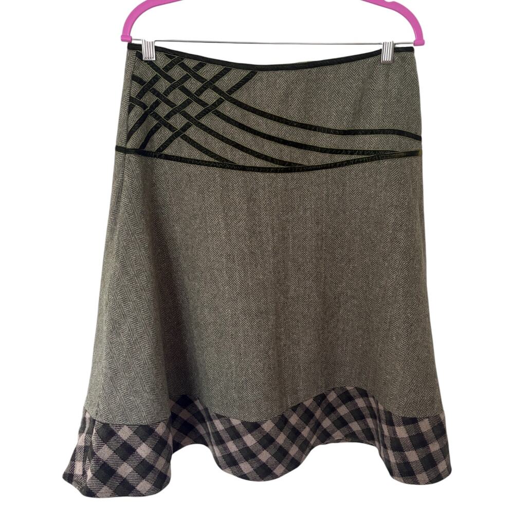 Y2K Dark Academia Wool Blend Plaid Circle Skirt L Cottagecore Lagenlook Country